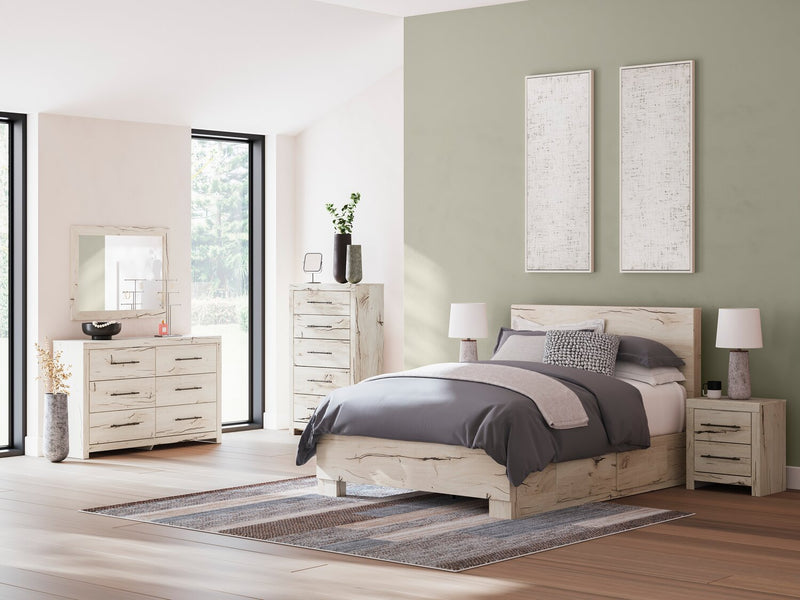 Derekson Storage Bed with 2 Built-In Side Drawers, Rustic White - Full Size