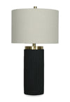 Gwen 14\" Table Lamp with Linen Shade – Black