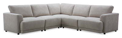 Voyage Modular 5-Piece Fabric Sectional with Removable Back Cushions – Taupe  | Sofa sectionnel modulaire Voyage 5 pièces en tissu avec coussins de dossier amovibles - taupe