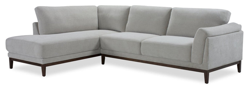 Horizon 2-Piece Left-Facing Fabric Sectional with Wood Base and Legs - Grey