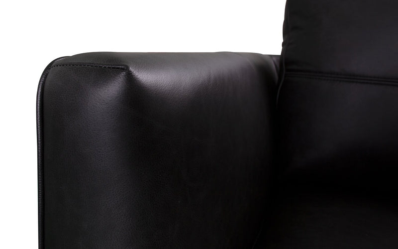 Melrose 36.5\" Top-Grain Genuine Leather Chair with Metal Legs - Black