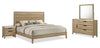 Sable 6pc Bedroom Set with Bed, Dresser, Mirror & Nightstand, Light Brown - King Size