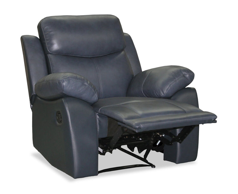 Corbin 40.16\" Top-Grain Genuine Leather Reclining Chair - Blue