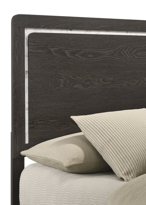 Sable Panel Bed with Headboard & Frame, Dark Grey - Queen Size