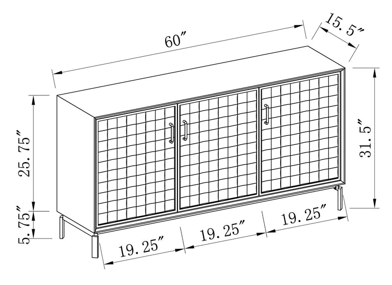 Alenna 60\" 3-Door Accent Cabinet - Black with Weathered White Doors