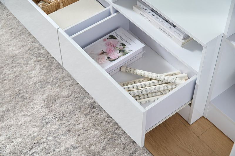 Celine 94.5\" 4 – Piece Entertainment Centre with Storage and Cable Management for TVs up to 70\" - White