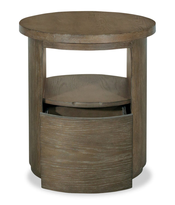 Eldon 22” Modern Round Solid Wood End Table with Storage - Porpoise