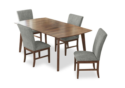 Rain 5pc Dining Set with Table & 4 Grey Chairs, 72"W - Grey/Brown | Ensemble de salle à manger Rain 5 pièces avec table de 72 po (L) et 4 chaises grises - gris et brun