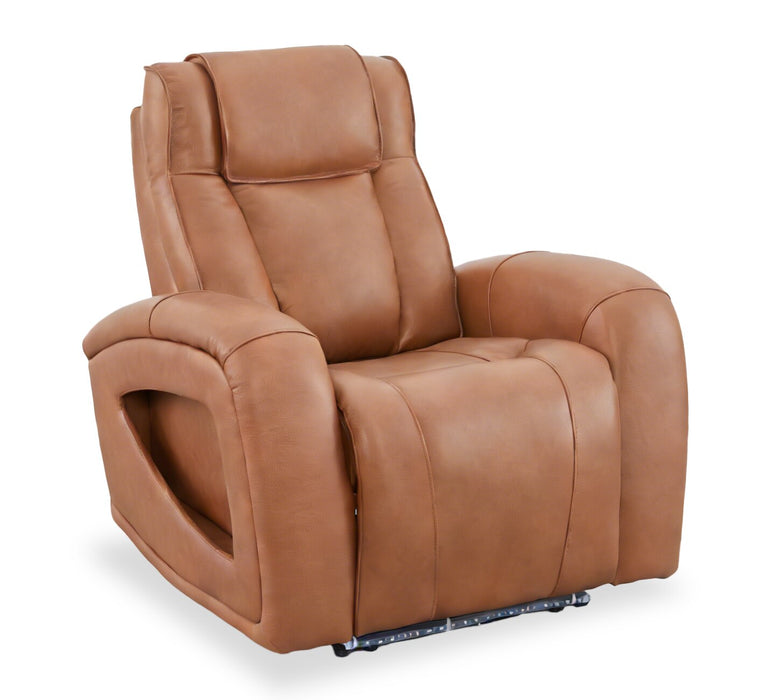 Shaquille O’Neal Home Titan 42\" Genuine Leather Power Reclining Chair with Shaq-o-pedic Comfort – Earth 