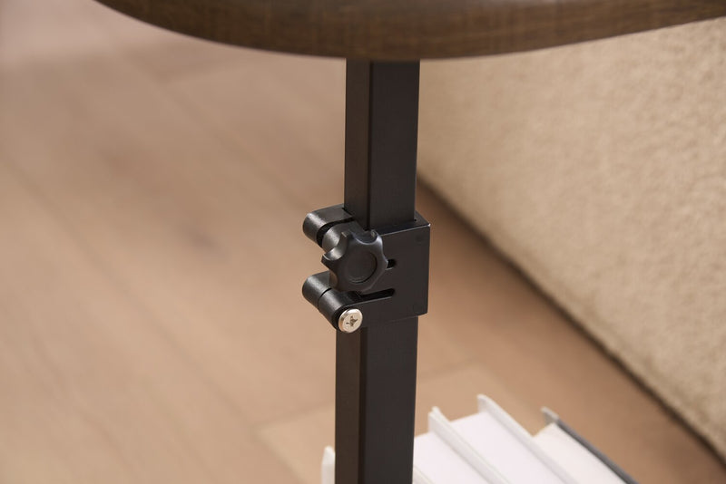 Cedric 18\" Adjustable Accent Table – Walnut Oak and Black 