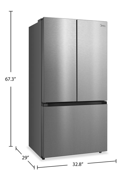 Midea 22.6 Cu. Ft. 33” Counter-Depth French Door Refrigerator with Ice Maker - MRF23I7AST