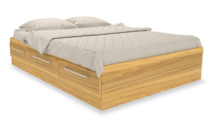 Riley Mates Bed with 3-Drawer Storage for Kids, Made in Canada, Natural - Full Size