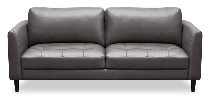 Erin 80.3\" Leather-Look Fabric Sofa with Tufted Seat Cushions - Grey