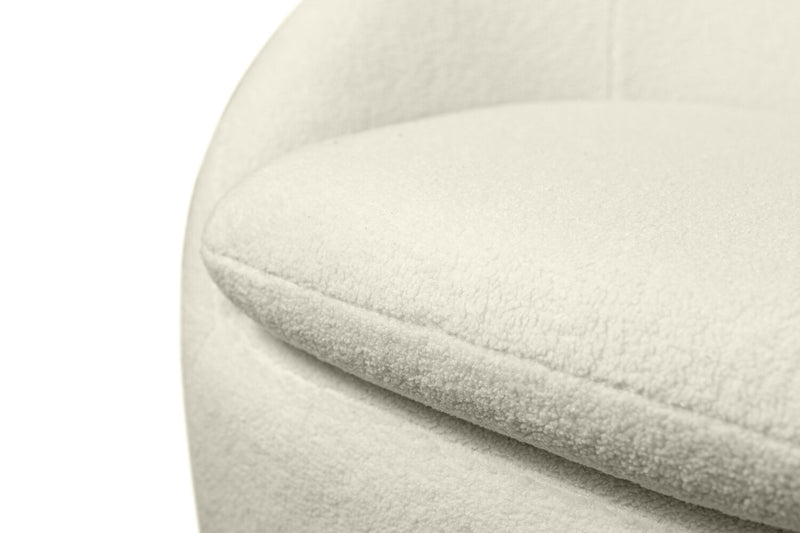 Lola 28.7\" Chenille Boucle Fabric Curved Accent Chair with Removable Seat Cushion - White