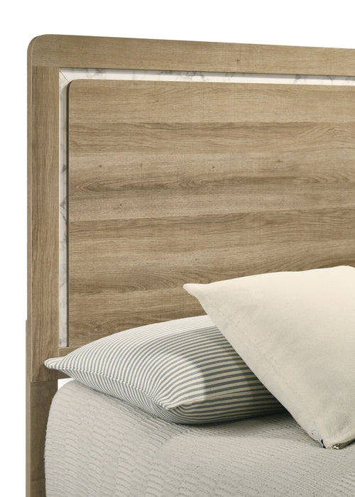 Sable Panel Bed with Headboard & Frame, Light Brown - Full Size