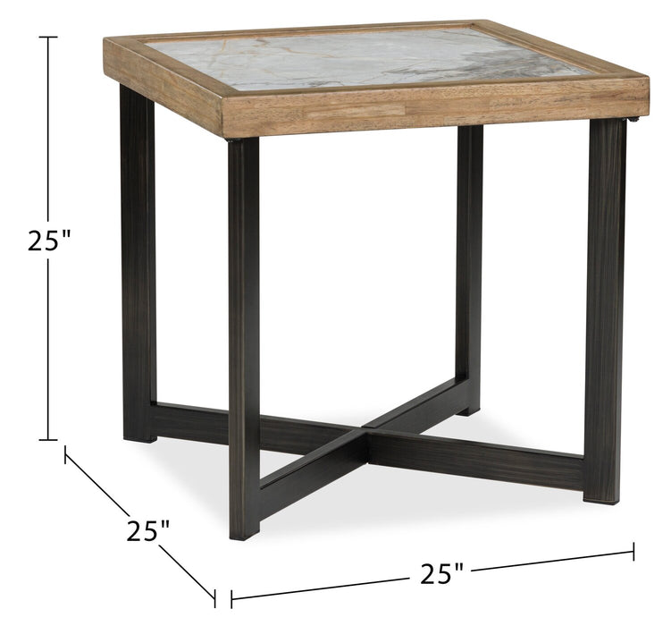 Marina 25” Contemporary End Table with Stone Tile - Natural