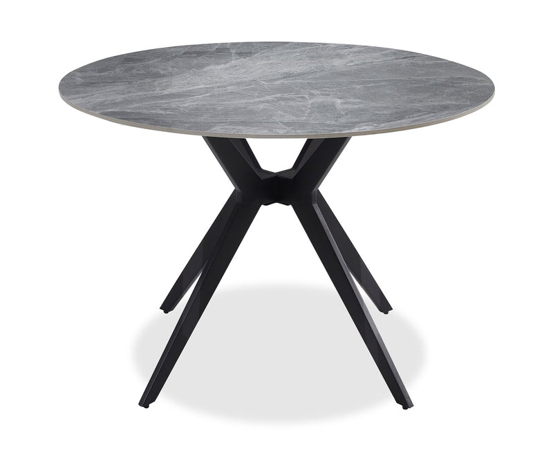 Luka Dining Table with Sintered Stone Top, Metal Base - 43.5\"W Round – Grey