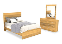 Riley 5pc Bedroom Set with Panel Bed, Dresser & Mirror, Made in Canada, Natural - Full Size 