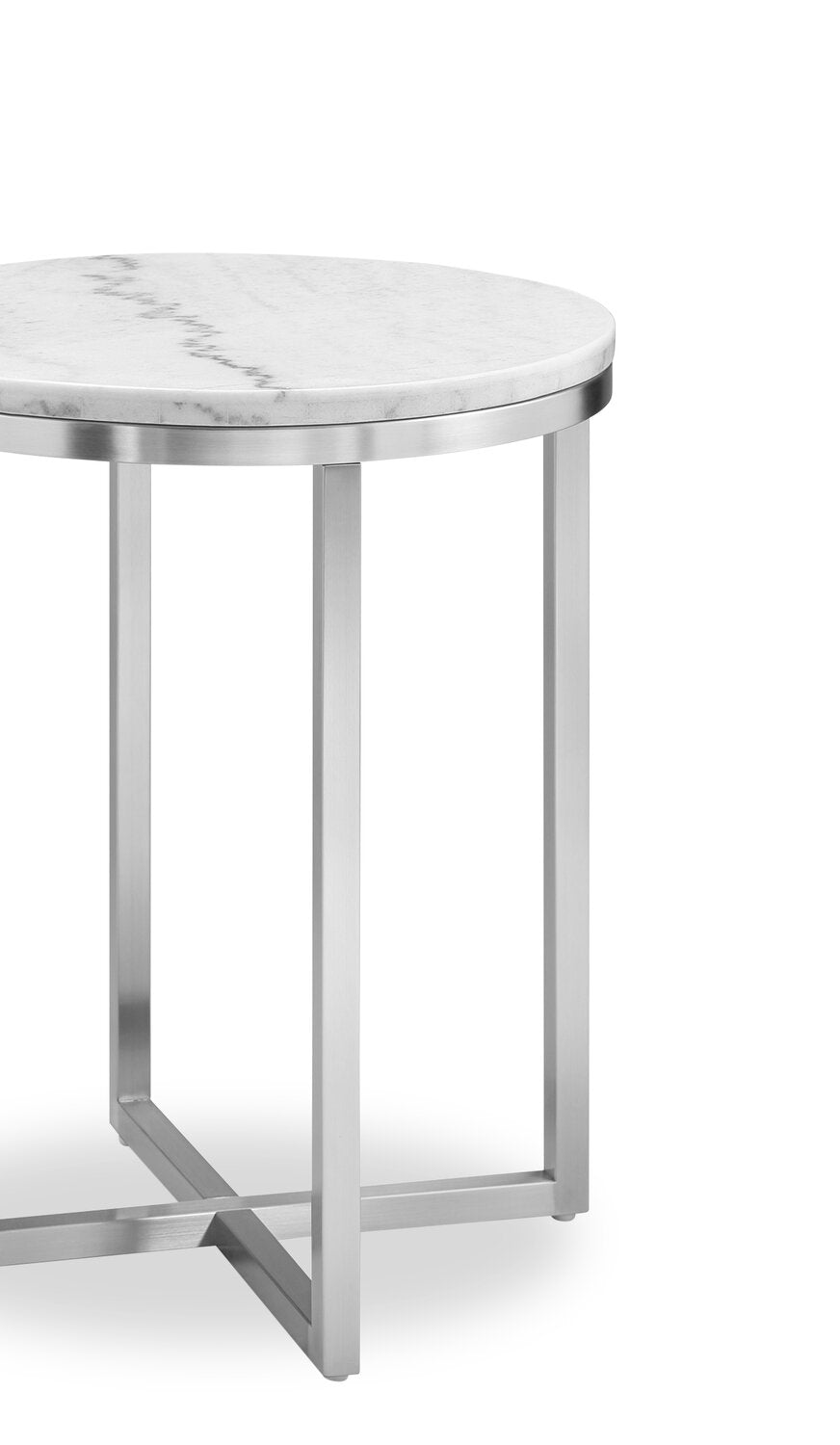 Sampson 20" Modern Round Marble End Table - White - The Brick