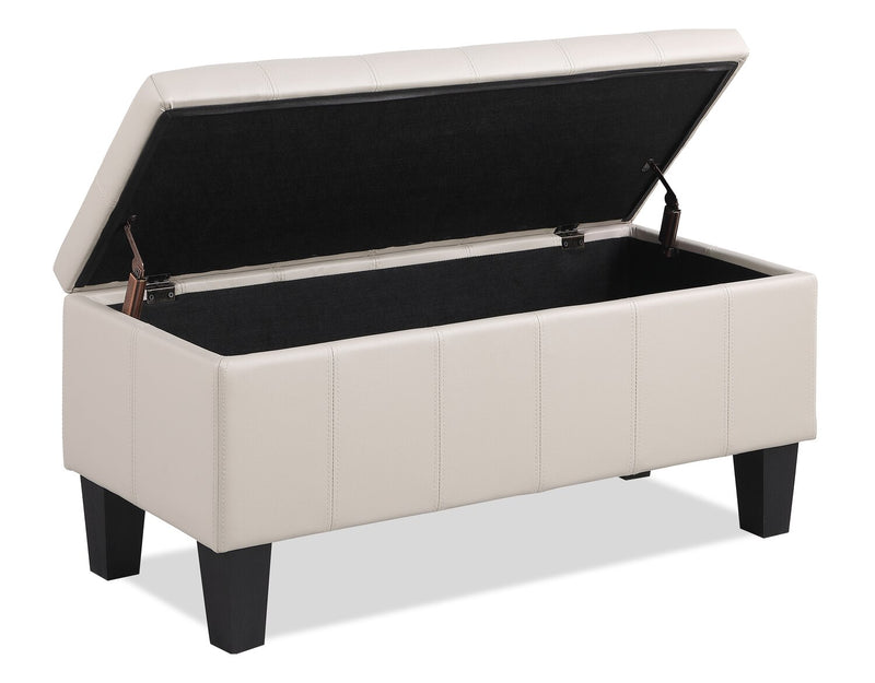James 39.25\" Faux Leather Storage Ottoman - Beige