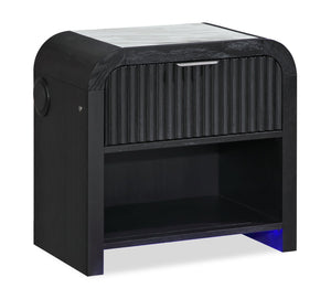 Kaleo Bedside 2-Drawer Nightstand with LED Light & Speaker, 26.5
