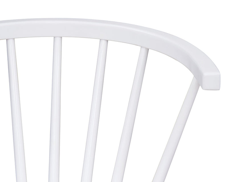Remi Dining Chair with Curved Spindle-Back - White