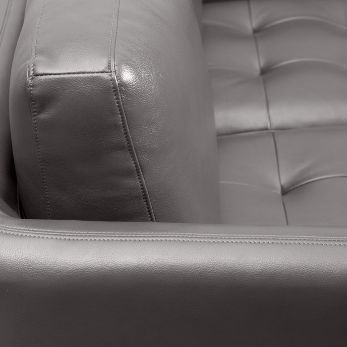 Erin 80.3\" Leather-Look Fabric Sofa with Tufted Seat Cushions - Grey