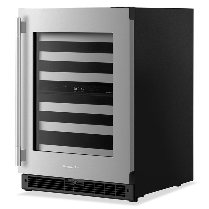 KitchenAid 24\" Undercounter Wine Cooler with Full-Extension – Stainless Steel - KUWR324SSB