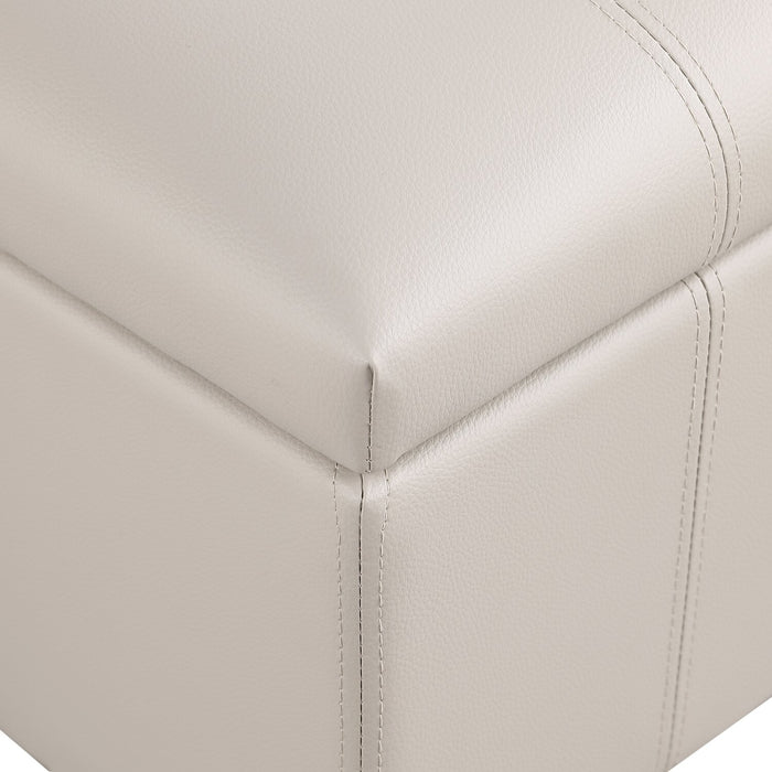 James 39.25\" Faux Leather Storage Ottoman - Beige