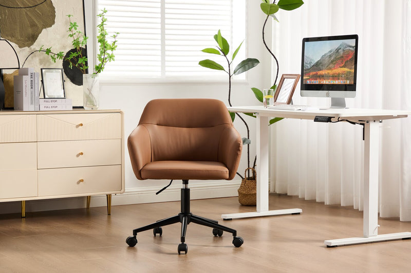 Stevie 23\" Swivel Leather-Like Office Chair with Adjustable Height – Dark Brown