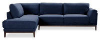 Horizon 2-Piece Left-Facing Fabric Sectional with Wood Base and Legs - Navy 