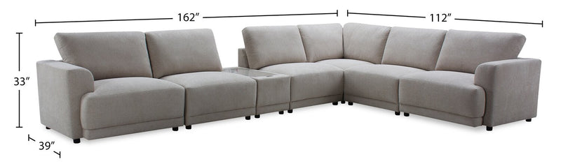 Voyage Modular 7-Piece Fabric Sectional with Console and Removable Back Cushions – Beige
