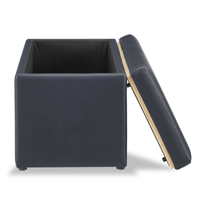 Edmonton 32\" Storage Ottoman - Navy Faux Leather