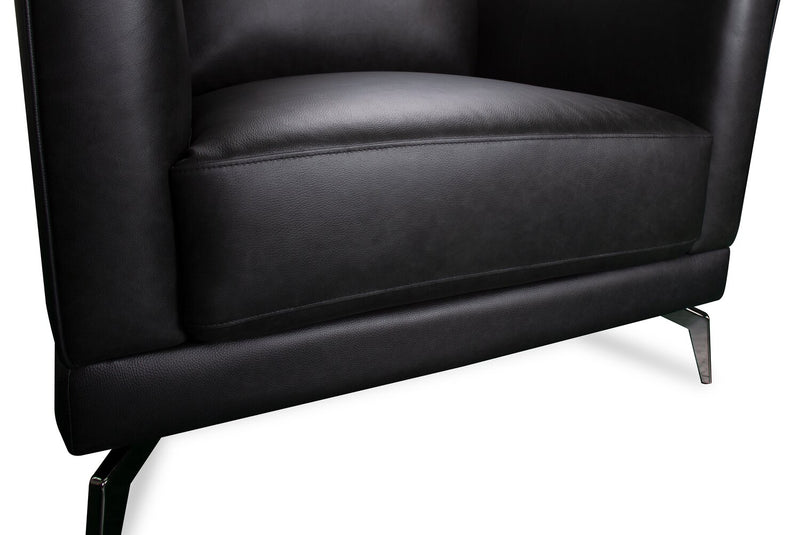 Melrose 36.5\" Top-Grain Genuine Leather Chair with Metal Legs - Black
