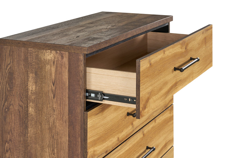 Silas Bedroom Chest of Drawers, 5-Drawer, 33\"W x 47.5\"H - Rustic Brown