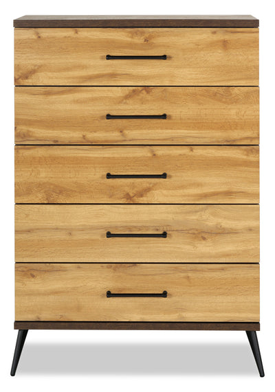 Silas Bedroom Chest of Drawers, 5-Drawer, 33"W x 47.5"H - Rustic Brown | Commode verticale de chambre à coucher Silas de 33 po (L) x 47,5 po (H) à 5 tiroirs - brun rustique