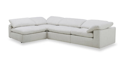 Sky Modular 4-Piece Fabric Sectional with Removable Feather Down Cushions - Nathan Wheat | Sofa sectionnel modulaire Sky 4 pièces en tissu avec coussins amovibles en duvet et plumes - blé Nathan