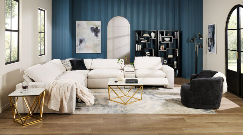 Sky Modular 6-Piece Fabric Power Reclining Sectional with Console and Feather Down Cushions - Nathan Wheat