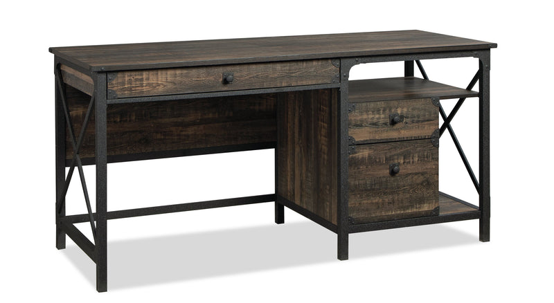Steel River 60.08\" Commercial Grade Computer Office Desk with 3-Drawers - Carbon Oak