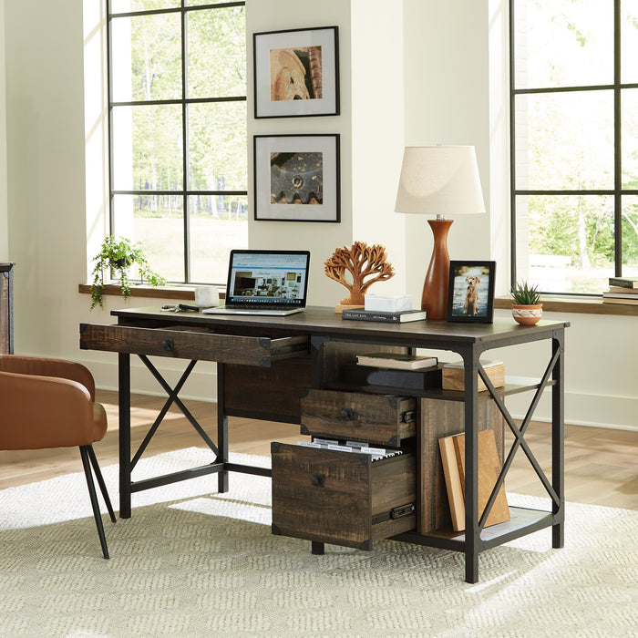 Steel River 60.08\" Commercial Grade Computer Office Desk with 3-Drawers - Carbon Oak