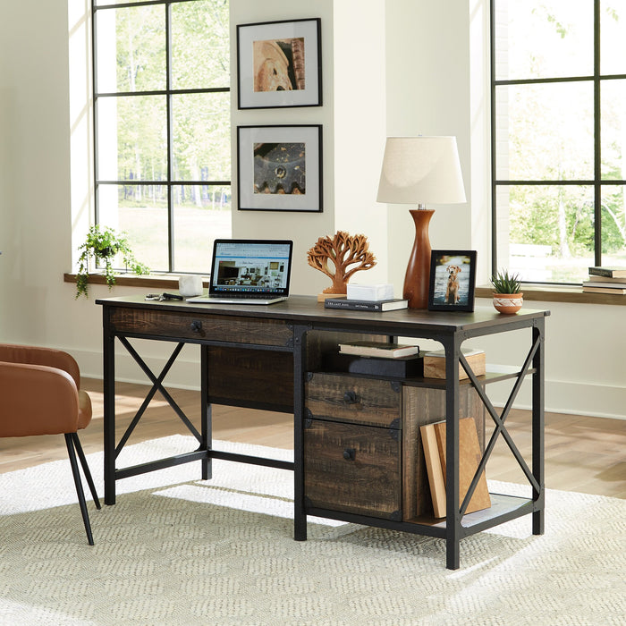 Steel River 60.08\" Commercial Grade Computer Office Desk with 3-Drawers - Carbon Oak