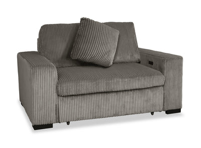 Stratus 59” Faux Fur Fabric Chair with Power Sliding Chaise - Fog Grey | Fauteuil Stratus de 59 po en tissu de fausse fourrure avec fauteuil long à coulissement électrique - gris brouillard