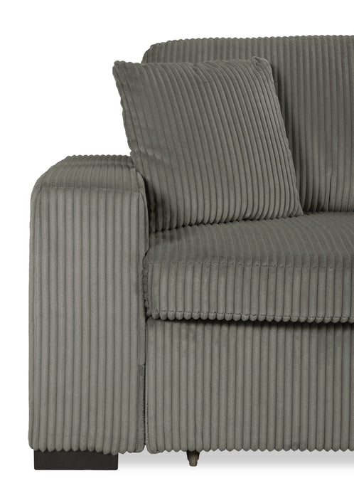 Stratus 108\" Faux Fur Fabric Full-Size Sofa Bed with Power Sliding - Fog Grey
