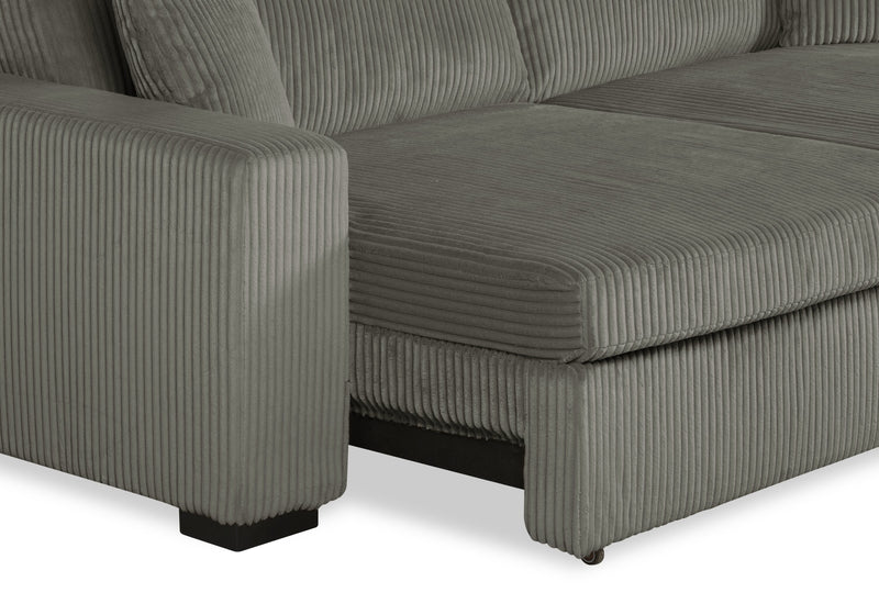 Stratus 108\" Faux Fur Fabric Full-Size Sofa Bed with Power Sliding - Fog Grey
