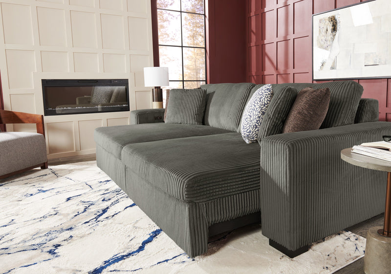 Stratus 108\" Faux Fur Fabric Full-Size Sofa Bed with Power Sliding - Fog Grey