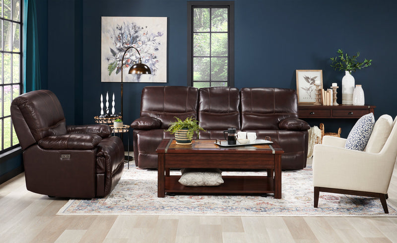 Roanoke 50\" Rustic Lift Top Coffee Table with Storage and Shelf - Dark Cherry Wood and Slate Inlay