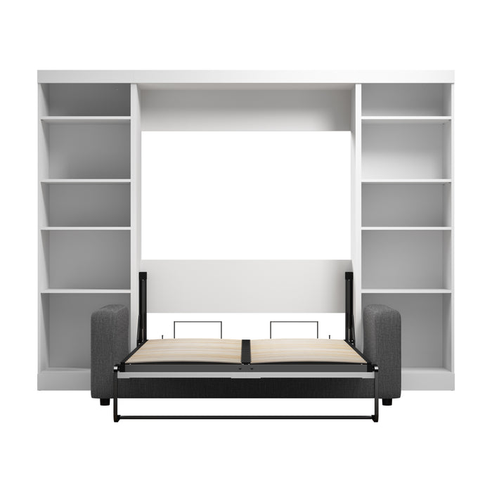 Bestar Pur Full 10-Shelf Murphy Bed with Sofa - White