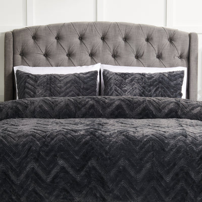 Tilda 3-Piece King Comforter Set - Charcoal | Ensemble d'édredon Tilda 3 pièces pour très grand lit - Gris foncé