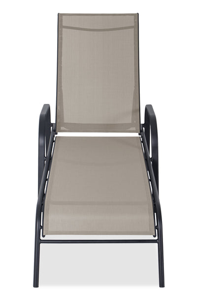 Tuscany Outdoor Patio Lounger with Adjustable Backrest - Metal, UV & Weather Resistant - Beige/Charcoal | Chaise longue Tuscany pour la terrasse à l’extérieur avec dossier réglable - métal, résistante aux rayons UV et aux intempéries - beige et anthracite