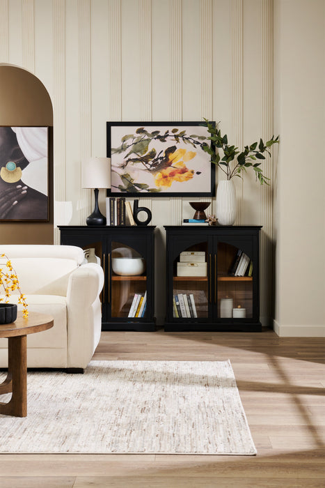 Twyla 33\" Solid Wood Accent Cabinet  with Arched Doors - Black